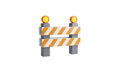 3D Render of Construction Barrier with Lights
