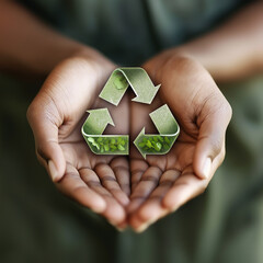 recycling symbol in hand