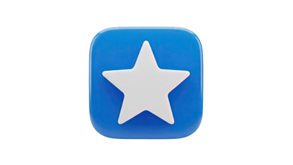 3D Blue Square Icon with White Star