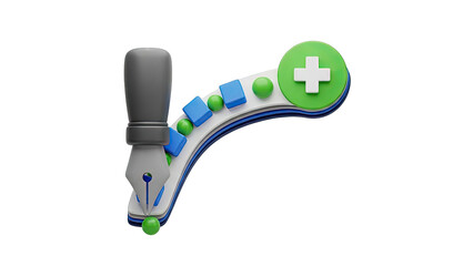 3D Fountain Pen with Progress Bar and Plus Icon
