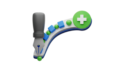 3D Fountain Pen with Progress Bar and Plus Icon