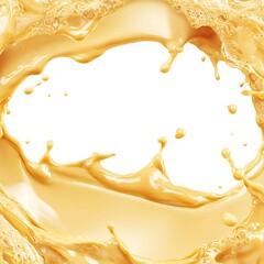 Dynamic Caramel Liquid Splash Frame on White