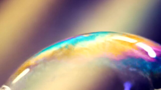 Rainbow Soap Bubble Macro Closeup.