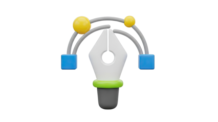 3D Pen Tool Icon with Connecting Elements