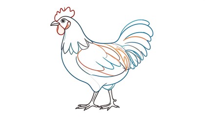 Detailed Chicken Illustration - A Classic Farm Animal Depiction.