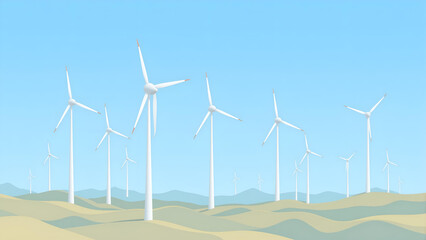 Fototapeta premium Wind Farm in Open Rural Landscape