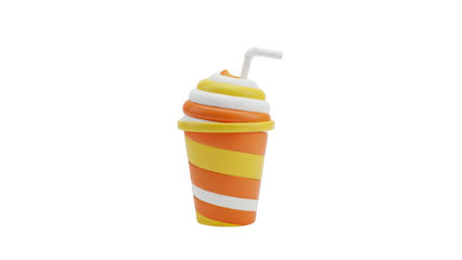 3D Rendered Candy Corn Drink with Straw