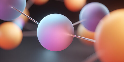 Abstract Network of Glowing Pastel Spheres