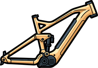 Mountain bike frame design isolated on a transparent background showcasing its sleek structure, modern features, and innovative components for outdoor enthusiasts and cyclists
