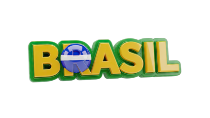 Brasil Text with Flag Element