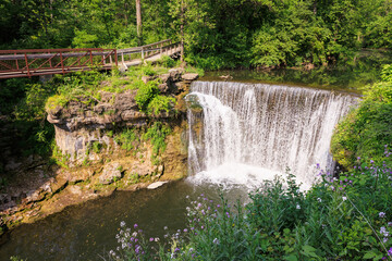 The overlook at Indian Mound Reserve Waterfall outside Cedarville, Ohio