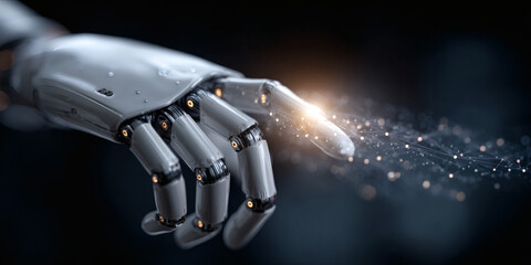 Robotic Hand with Glowing Data Connection