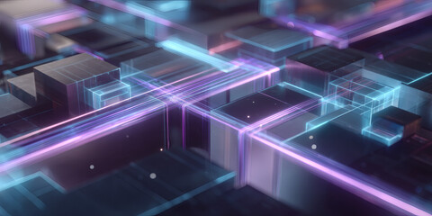 Abstract Digital Connectivity & Data Flow Network