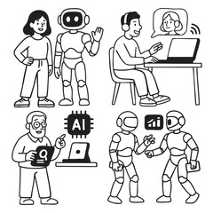 Artificial intelligence robot human technology communication teamwork digital innovation