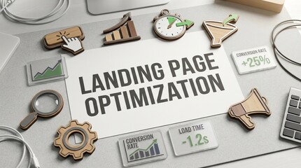 'Landing Page Optimization' concept. Visualizing improved website performance and digital efficiency