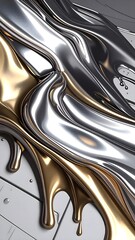 Abstract Rose Gold Liquid Metal Waves Luxury Background