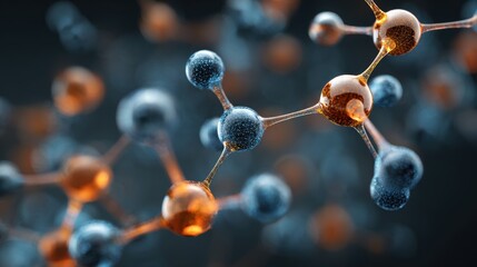 molecule or atom, Abstract structure for Science or medical background, 3d illustration, science, atom, abstract, chemistry, structure, blue, chemical, background