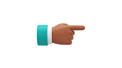 3D Hand Pointing Right with Teal Cuff