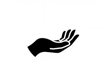 Obraz premium Simple black silhouette of an open hand on a white background