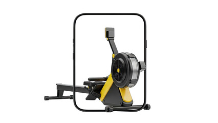 Modern Rower Machine with Black and Yellow Accents