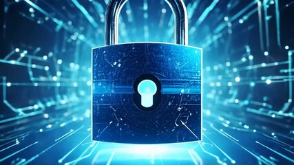 Padlock and abstract circuit board design represent digital security and data protection. - Powered by Adobe