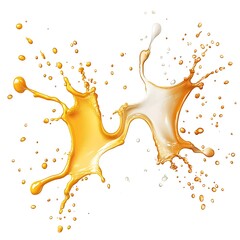 Dynamic Collision of Orange and White Liquid Splashes