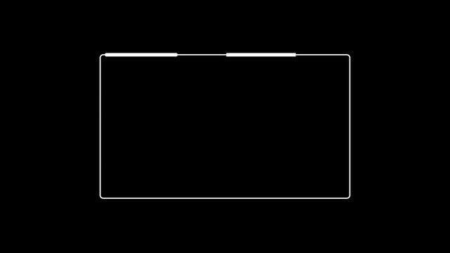 Simple White Outline Rectangle With Dashed Top Edge On Black Background abstract border