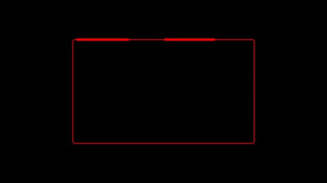 Red Outline Rectangle With Dashed Top Edge On Black Background abstract border