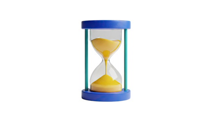 Hourglass with yellow sand and blue frame
