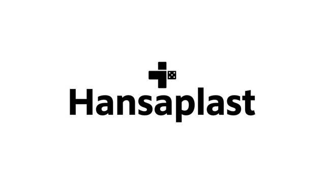 Hansaplast Brand Typography Logo with Medical Cross Symbol Isolated on White Background