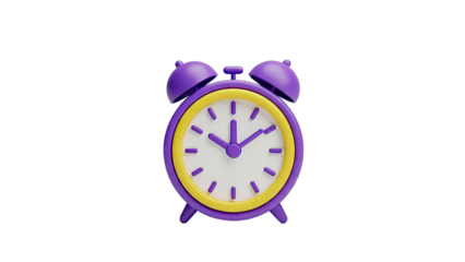 3D Render of a Purple and Yellow Alarm Clock