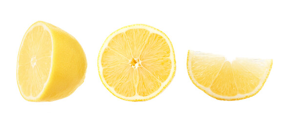 Fototapeta premium Piece of fresh lemon isolated on white, set