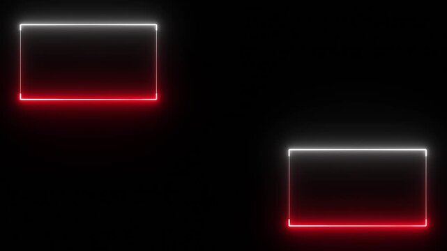 Animation of glowing neon rectangles abstract background. abstract glowing neon rectangle border frame. Square rectangle picture frame with two tone red and white neon color motion graphic.