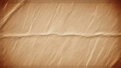 Vintage Old Paper Texture with Ornate Decorative Border and Creased Folds