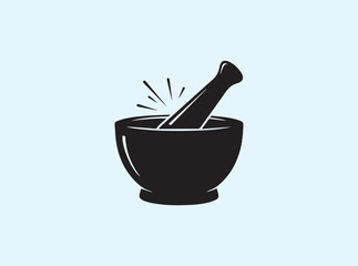 Simple geometric mortar and pestle silhouette for culinary use
