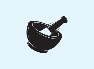 Simple geometric mortar and pestle silhouette for culinary use
