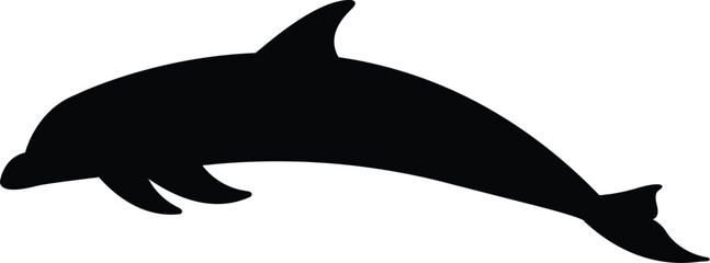 Black Dolphin Silhouette Jumping Vector Illustration Isolated on White Background, Marine Life Sea Animal Icon for Ocean Conservation, Summer Travel Logo, and Aquatic Wildlife Graphic Design. © Michael