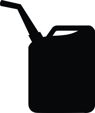 Gas Can Silhouette Vector Icon - Fuel Container Jerry Can Shape for Automotive, Energy, and Emergency Preparedness Design - Black Isolated Jerrycan Symbol for Industrial and Petrol Station Use.
