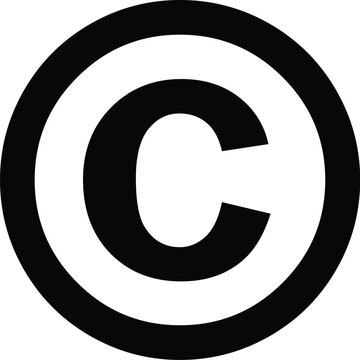 Bold black letter C inside a circle isolated on a white background, representing the official Copyright symbol used to protect intellectual property, original artwork, publications, and brand identity
