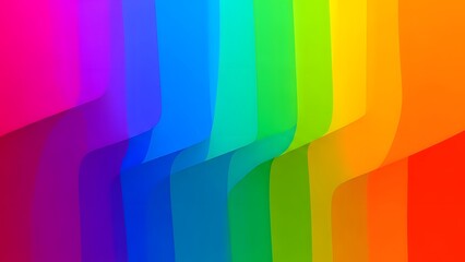 Abstract Rainbow Layered Background with Vibrant Gradient Waves and Colorful Geometric Folded Shapes