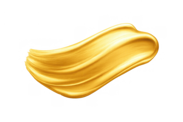 Golden paint stroke texture on transparent background, luxury metallic gold design element, artistic brush smear