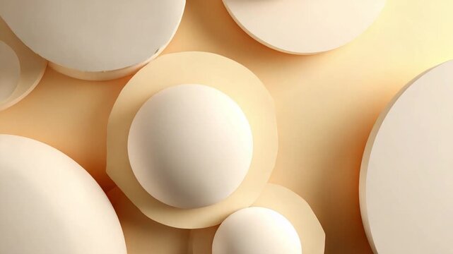 Abstract Geometrical Harmony: A minimalist composition showcasing spherical and circular forms, carefully arranged to create a sense of balance and visual serenity. The interplay of shape.