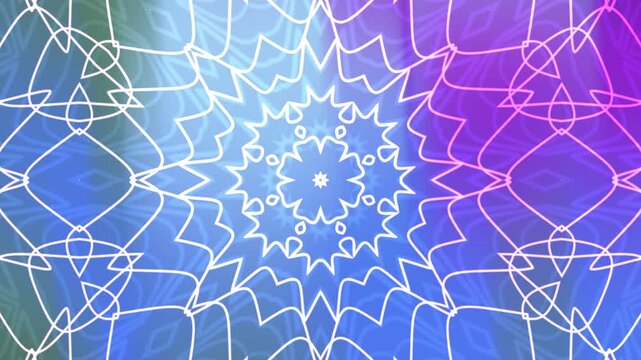 Abstract kaleidoscope overlay pattern perfect for backgrounds, packaging design, and textiles with vibrant geometric shapes in a central design.