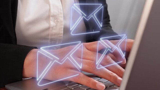 Concept of receiving multiple emails while working on a computer