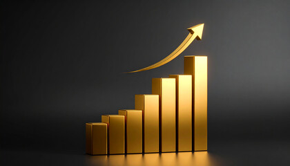 Golden Arrow Graph Rising Upward Growth Concept