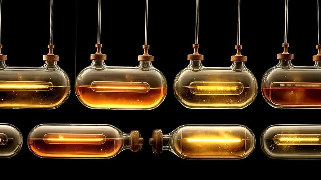Steampunk Aesthetic: A Dynamic Animation of Vintage Vacuum Tubes and Glowing Filaments