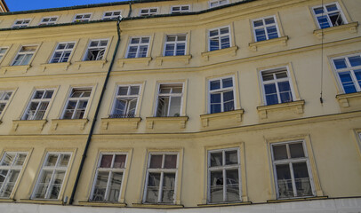 Czech Republic, Prague September 7, 2025, historic facade of a tenement house in Prague