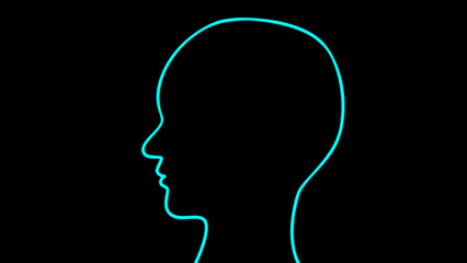 シンプルな横顔（ネオン）のイラスト