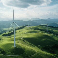 wind turbines in the mountains