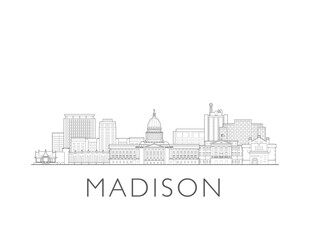 Madison, Wisconsin cityscape illustration skyline drawing